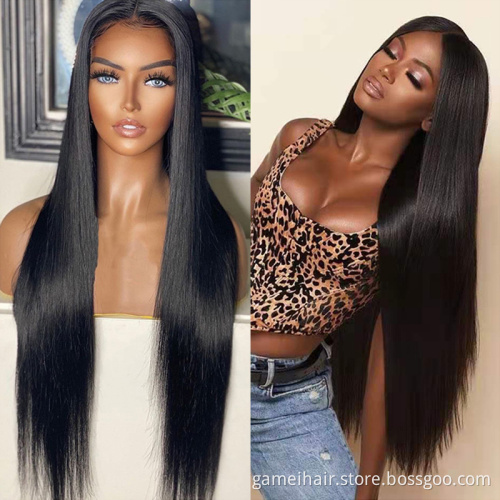 4*4 13*6 hd lace frontal pre plucked straight wigs gluelesss 100% raw indian virgin human hair lace front  afro for black women